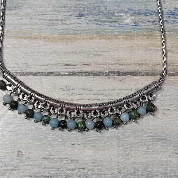Brighton Silver and Green Beaded Necklace. - Picture 2 of 6